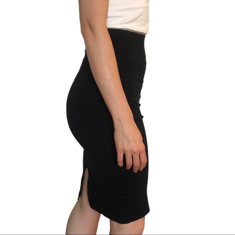 Black pencil skirt with slit